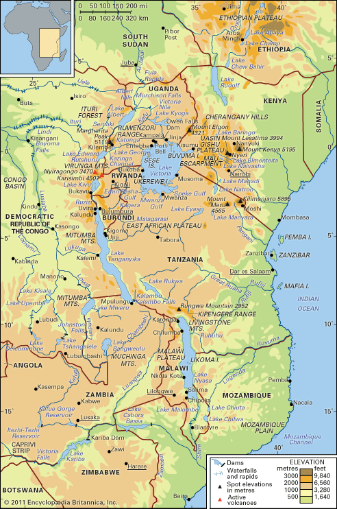 East African mountains and lakes