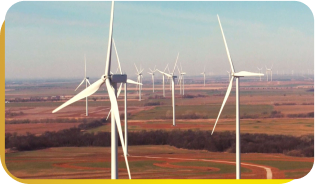 Windmills churning for clean energy.