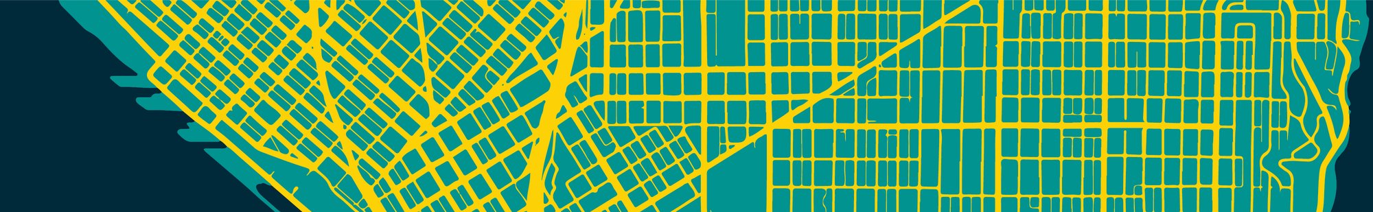 Yellow and Turquoise street map.