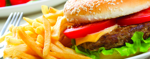 burger and fries at diamond grill