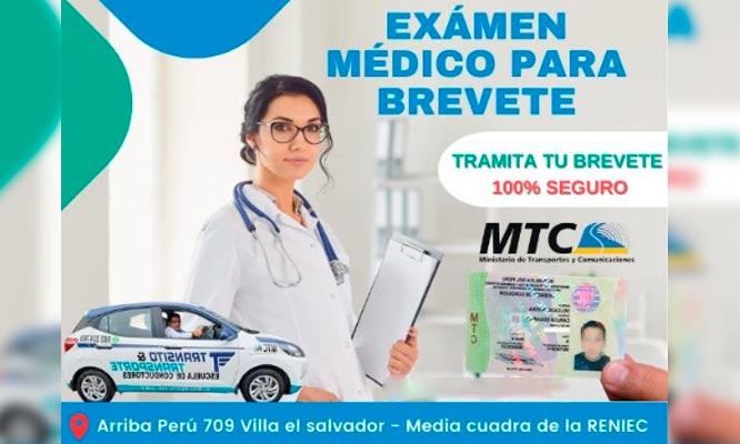 Examen medico para brevete para auto VILLA EL SALVADOR