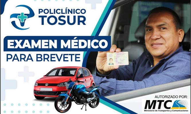 Examen médico para brevete para auto. SAN JUAN DE MIRAFLORES