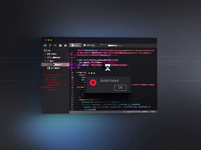 Code Error Glitch after effects animation code editor dark theme dashboard developer error message figma glitch hacker livechat loop motion saas syntax uiux web web design web dev