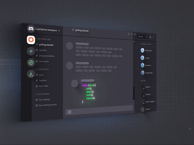 Discord - LiveChat for Developers after effects animation blog clean dashboard desktop dev developer discord livechat messenger motion motion graphics theme ui