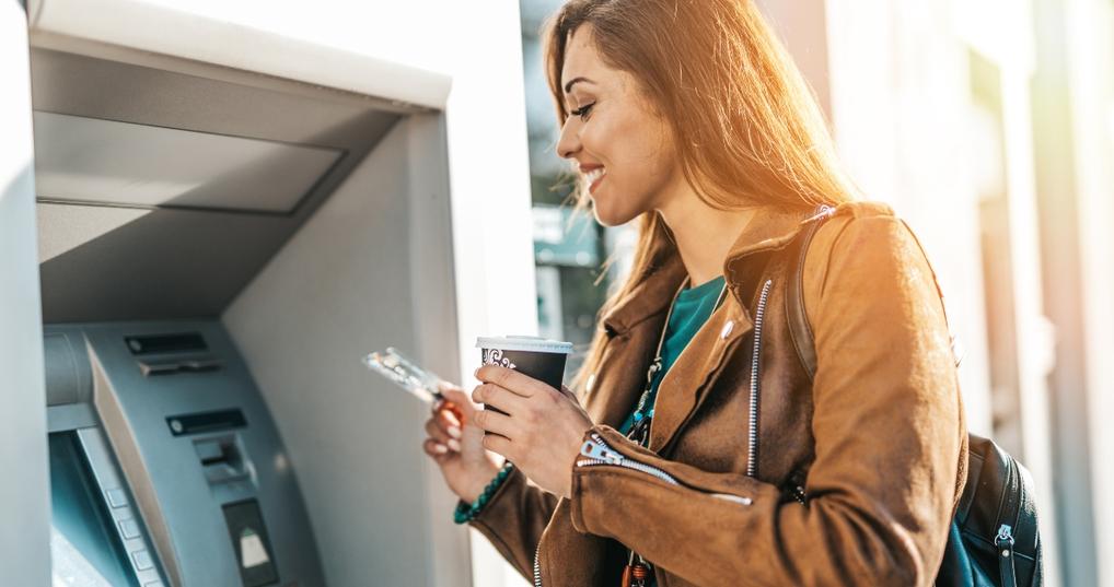 Woman using an ATM