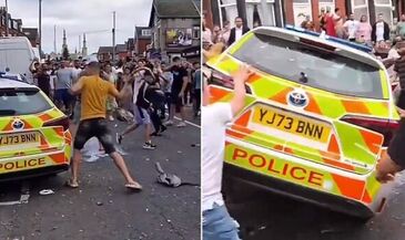 Leeds riots live police car attack updates