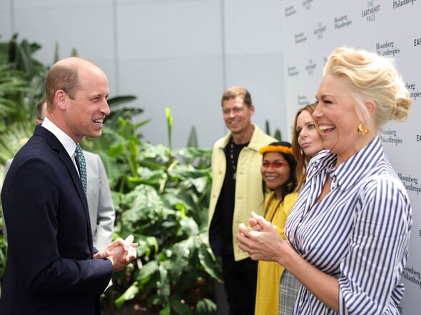 Prince William laughing with actress Hannah Waddingham