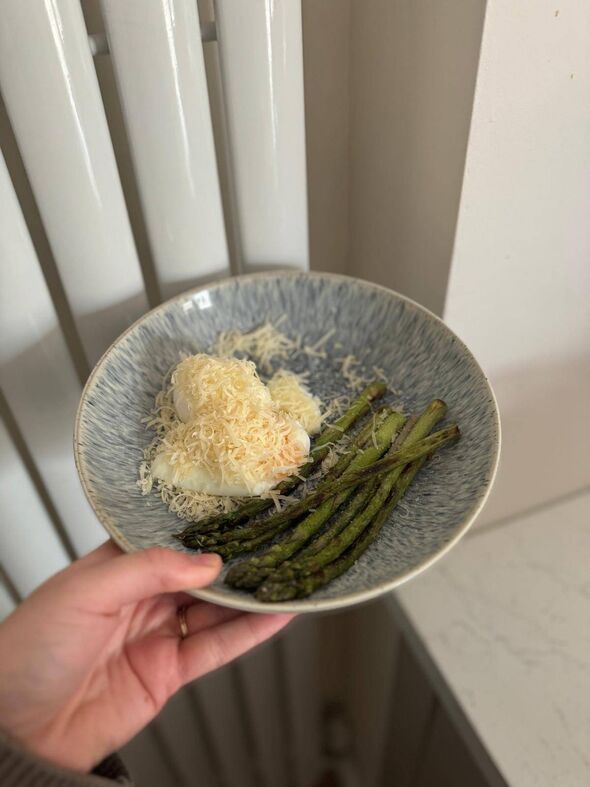 Poached eggs with asparagus and parmesan cheese