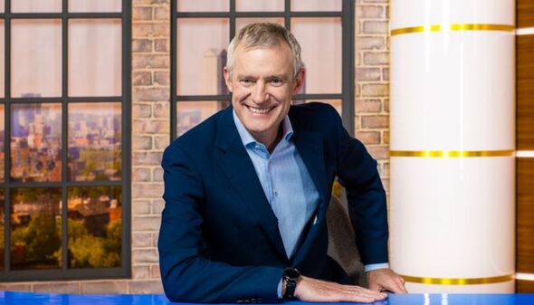 Close up publicity shot of Jeremy Vine on the set of his talk show