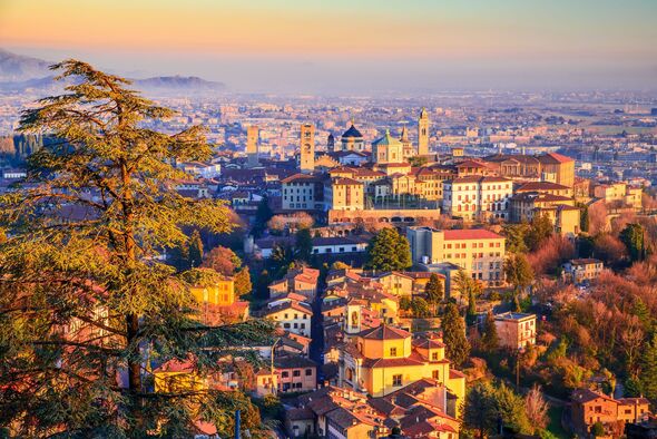 Aerial view of Citta Alta bergamo