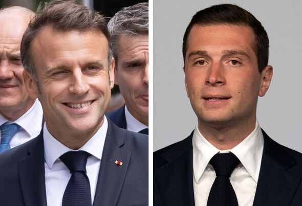 L-R: Emmanuel Macron and Jordan Bardella