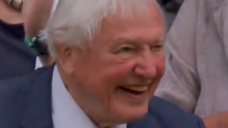 Wimbledon Centre Court crowd rises to cheer David Attenborough