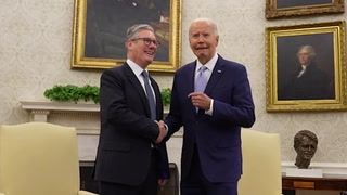 Biden tells Starmer ‘Gimme your hand pal’ in unseen White House clip