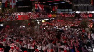 England fans throw pints into air during Euro 2024 goal celebrations