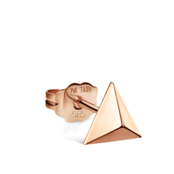 Faceted Triangle Stud Earring Rose Gold 7mm