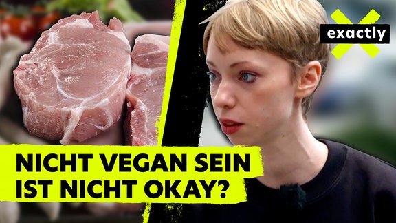 gestaltete Collage | exactly vegan vs. Fleisch | für 28.08.2023