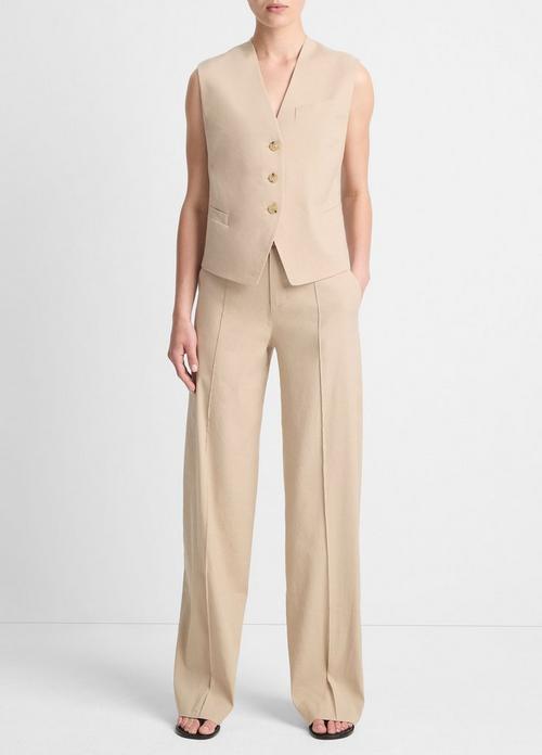 Linen-Blend High-Waist Wide-Leg Pant