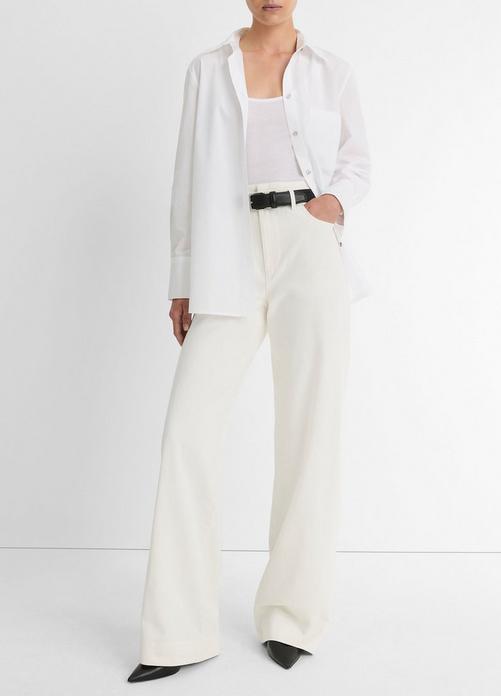 Cotton Double-Waistband Mid-Rise Trouser