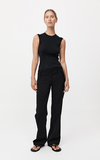 Low-Rise Stretch-Wool Flare Pants