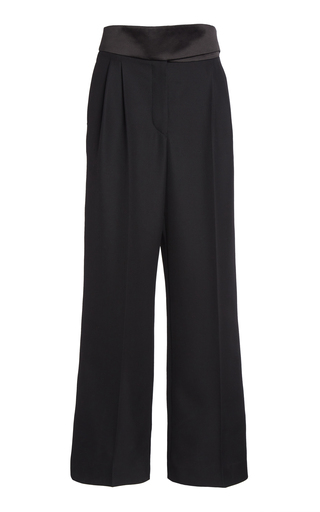 Festive Cummerbund Wool Wide-Leg Pants