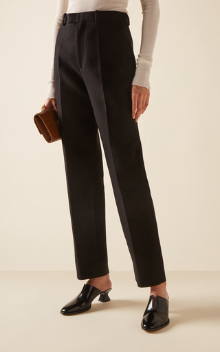 Cotton-Blend Melange Straight-Leg Pants