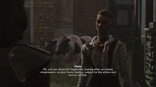 A shopkeeper thanks you for saving her from bandits in Fallout: London.