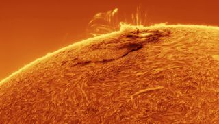Solar explosion on the surface of the sun.