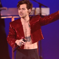 Harry Styles performs on stage during The BRIT Awards 2023 at The O2 Arena on February 11, 2023 in London, England.