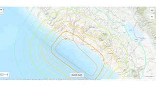 Map showing the location of the Arequipa earthquake in Peru (2001).