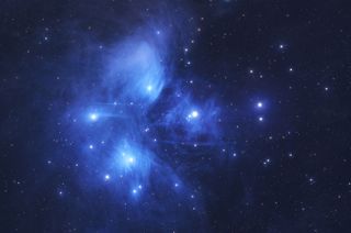 Blue image of the messier 45 constellation.