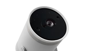 Samsung Freestyle projector close-up showing lens