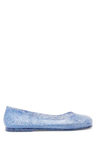 Jeffrey Campbell blue glitter Balanced Clear Flat