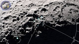 Water molecules detach from the surface of the moon when it gets too hot and float to colder areas of its surface and thin atmosphere.