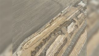 An aerial view of the burial mound