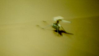 Zoomed-in view of NASA's Mars Ingenuity helicopter, captured by the SuperCam remote imager aboard the agency's Perseverance rover on Feb. 25, 2024.