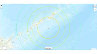 Map showing the location of the Kuril Islands earthquake in 1963.