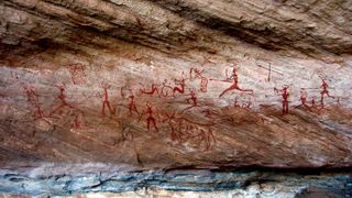 A neolithic rock painting in the Lyban, Sahara