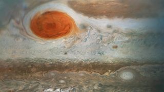An image of Jupiter's great red spot