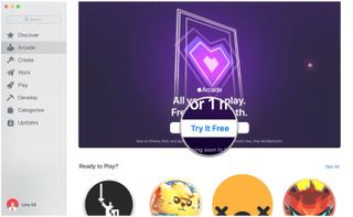 Sign up for Apple Arcade on Mac by showing steps: Click Try It Free