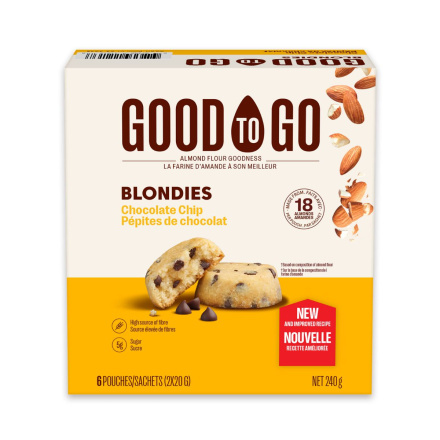 Front of Good To Go Keto Chocolate Chip Blondies, 240g