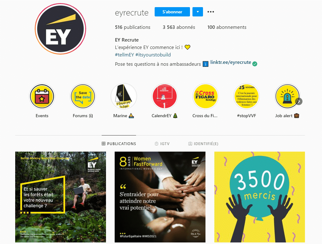 EY instagram page