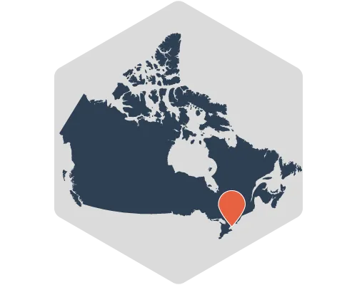 Hexagon icon map of Canada Ontario