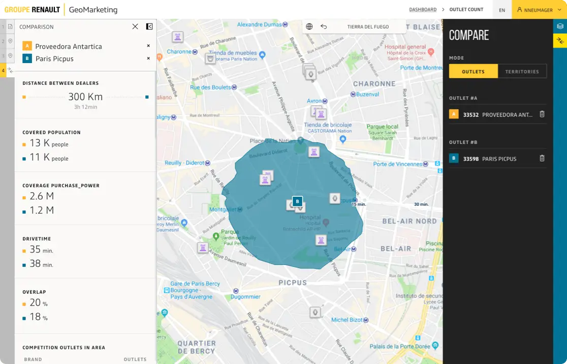 Visual about a custom solution developed by CARTO 