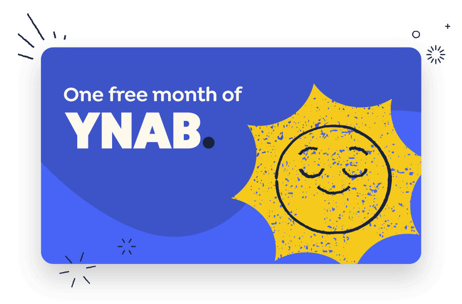 Card showing 'One free month of YNAB.'