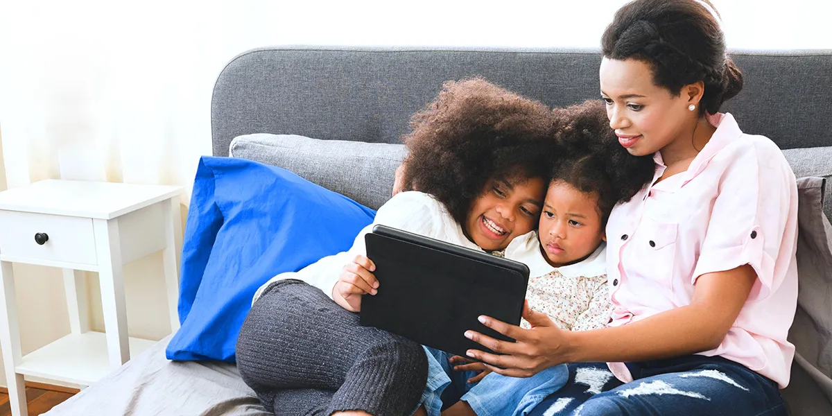 Family streaming on their tablet