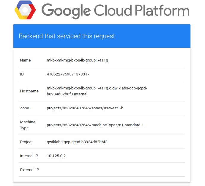 Detalhes de uma instância do Google Cloud, como &quot;Nome&quot;, &quot;Zona&quot;, &quot;Tipo de máquina&quot; e &quot;IP interno&quot;.