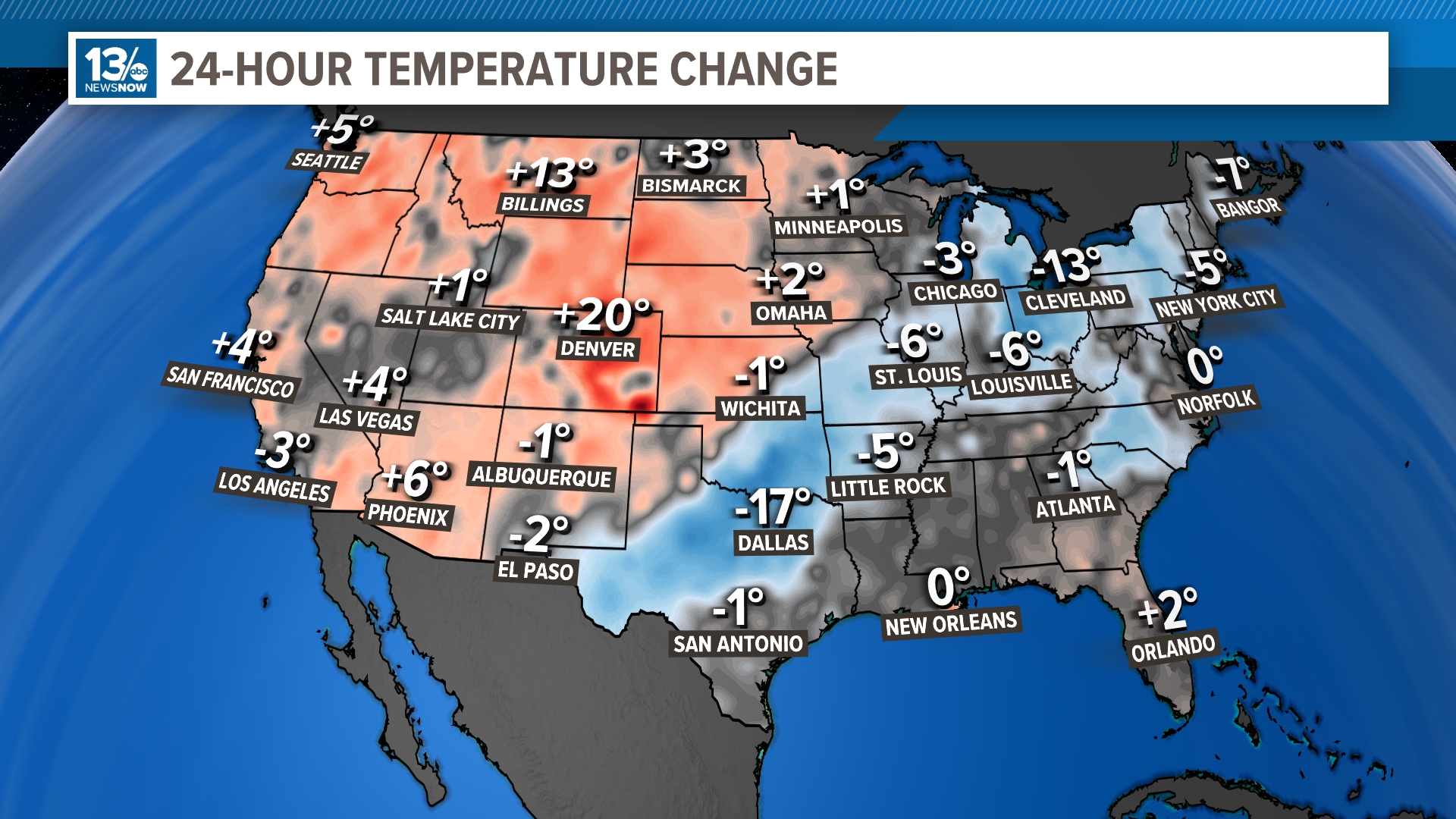 National 24 Hour Temperature Change