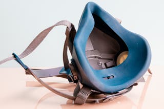 The facepiece of the 3M 6502QL/49489 half facepiece respirator.