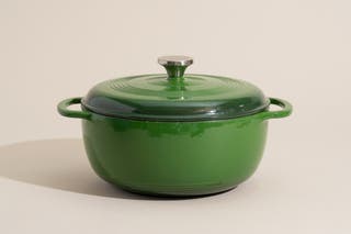 A green Lodge dutch oven.