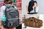 Three of our favorite backpacks, totes and duffle bags on display